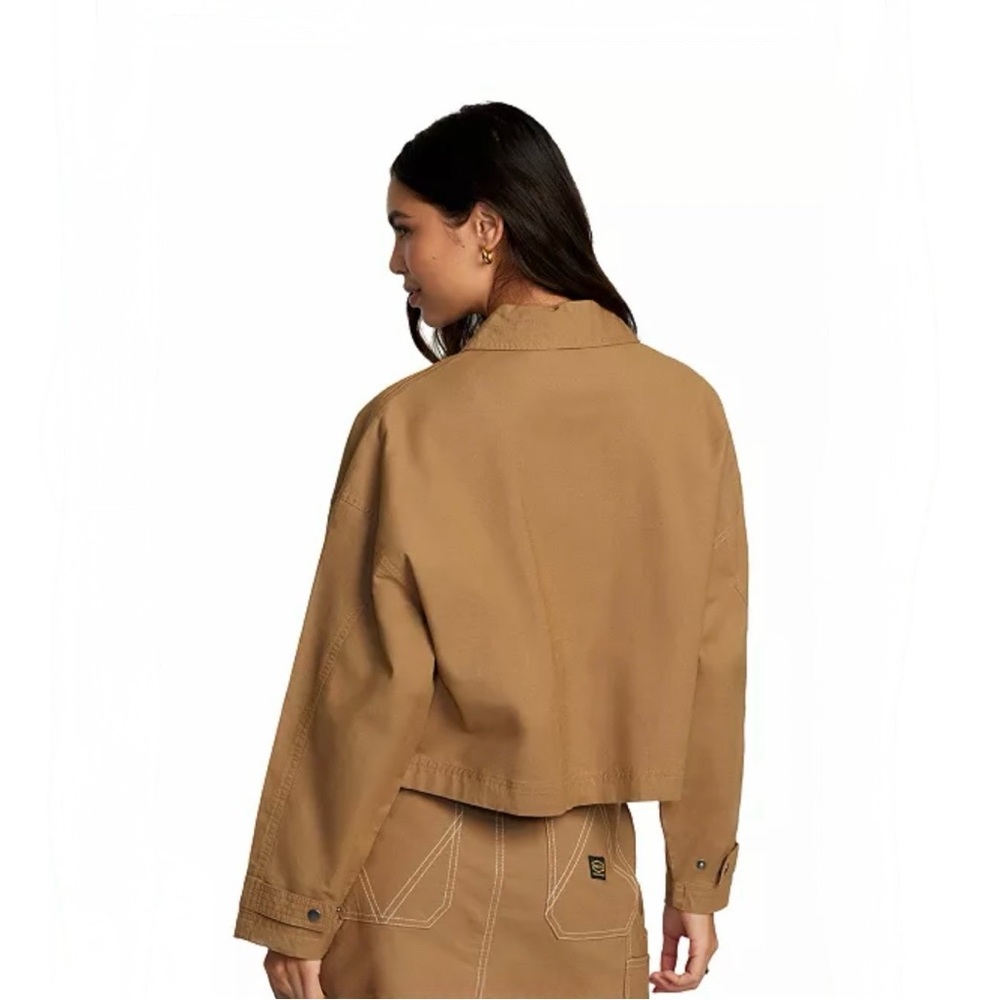 Tan RVCA Junior’s Boxy Fit Zip-Up Jacket - Picture 2 of 3